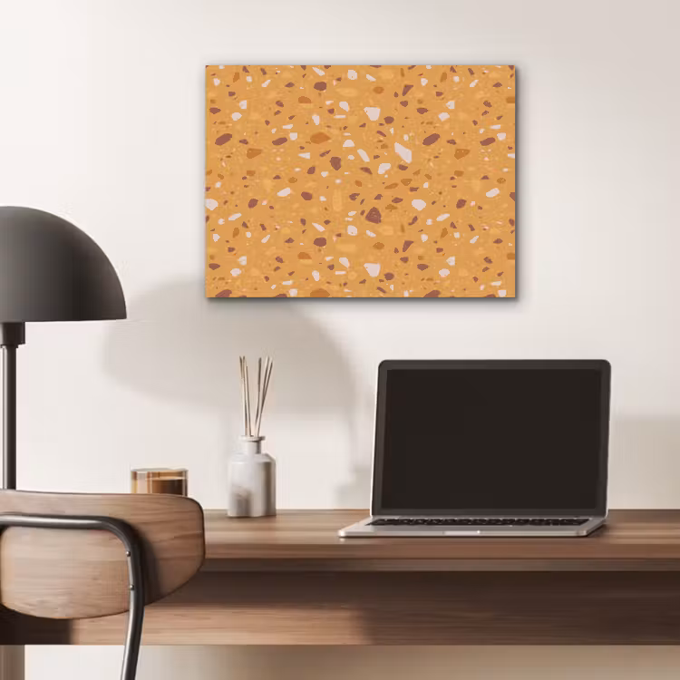 Terrazzo - Patroon - Okergeel PET vilt klein 837 -sfeer5
