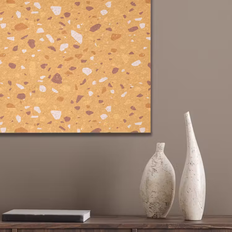 Terrazzo - Patroon - Okergeel PET vilt klein 837 -sfeer6_closeup