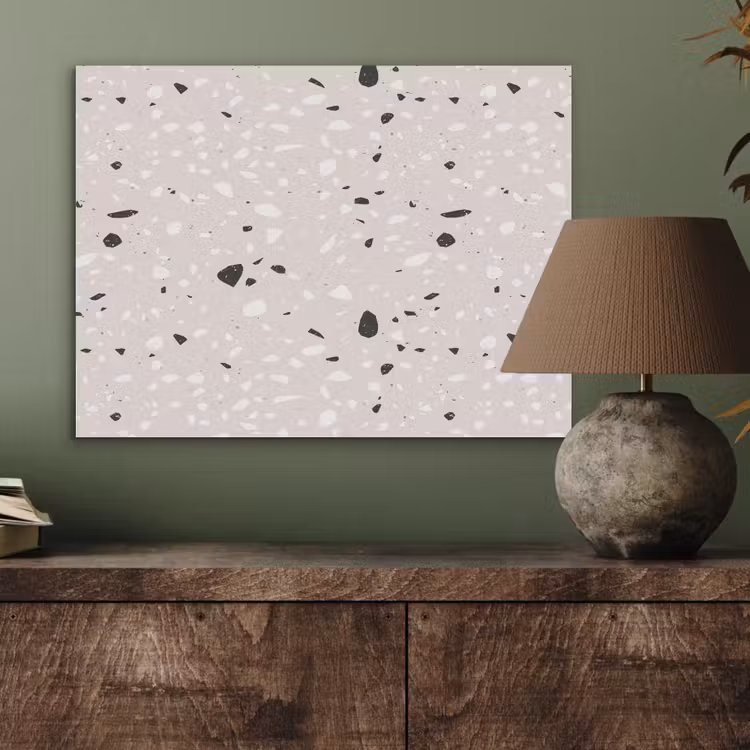 Terrazzo - Patroon - Zacht - Zwart - Wit PET vilt klein 837 -sfeer2