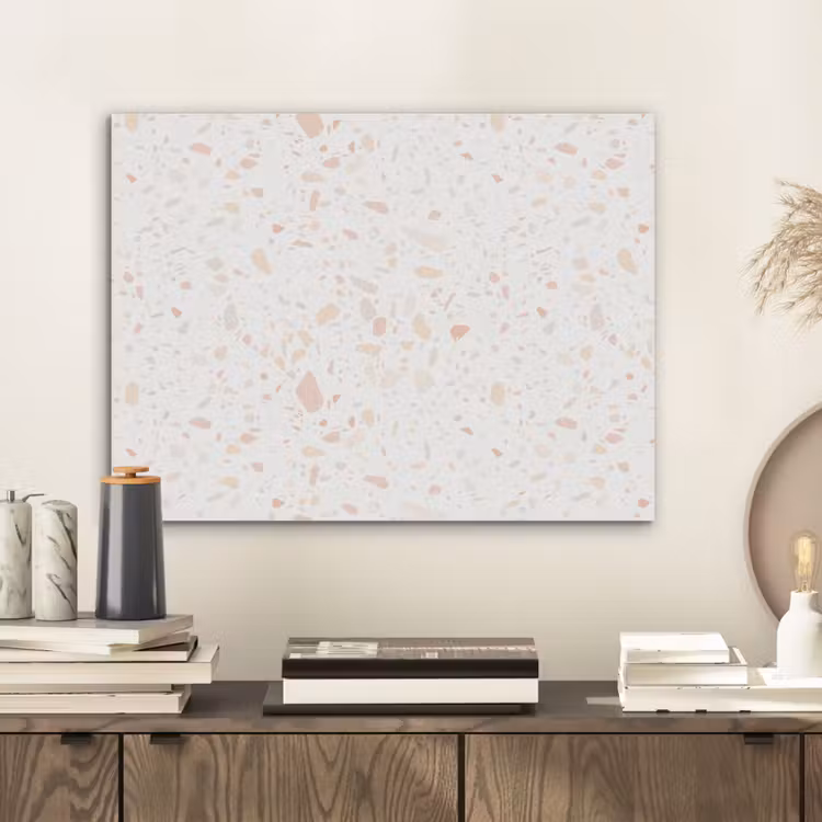 Terrazzo -  Patroon - Wit - Perzik PET vilt klein 837 -sfeer1