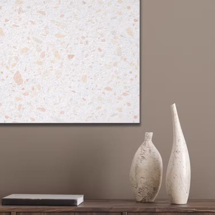 Terrazzo -  Patroon - Wit - Perzik PET vilt klein 837 -sfeer6_closeup