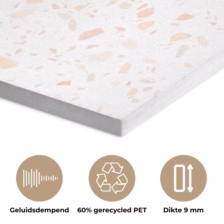 Terrazzo -  Patroon - Wit - Perzik PET vilt klein 837 -closeup_NL