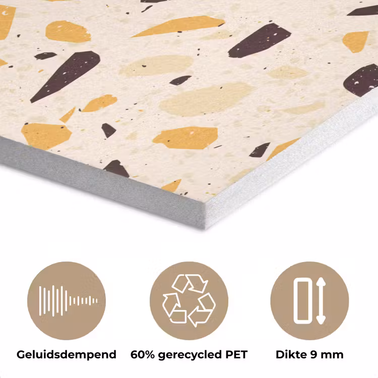 Terrazzo - Patroon - Geel - PET vilt klein 837 -closeup_NL