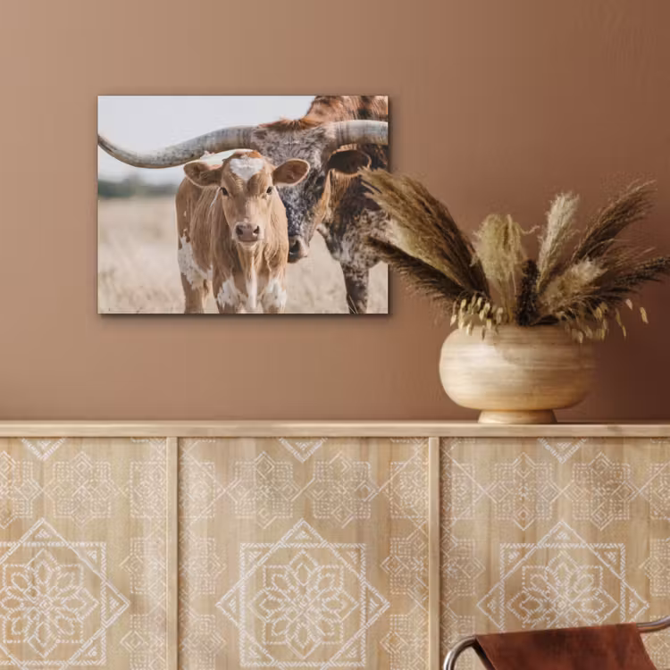 Texas Longhorn - Kalf - Weide - Dieren PET vilt klein -sfeer4