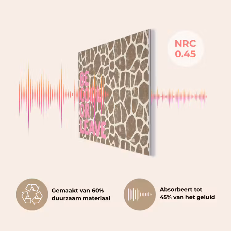 Tekst - Be cool or leave - Roze - Giraffenprint PET vilt klein -USP_NL