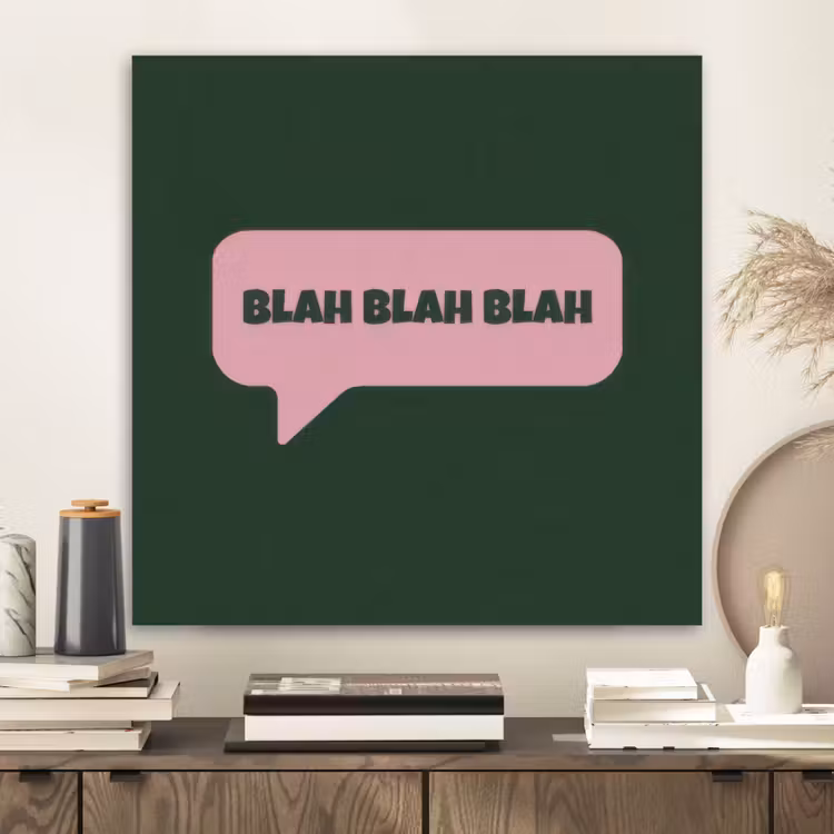 Tekstwolk - BLAH BLAH BLAH - Roze PET vilt klein -sfeer1