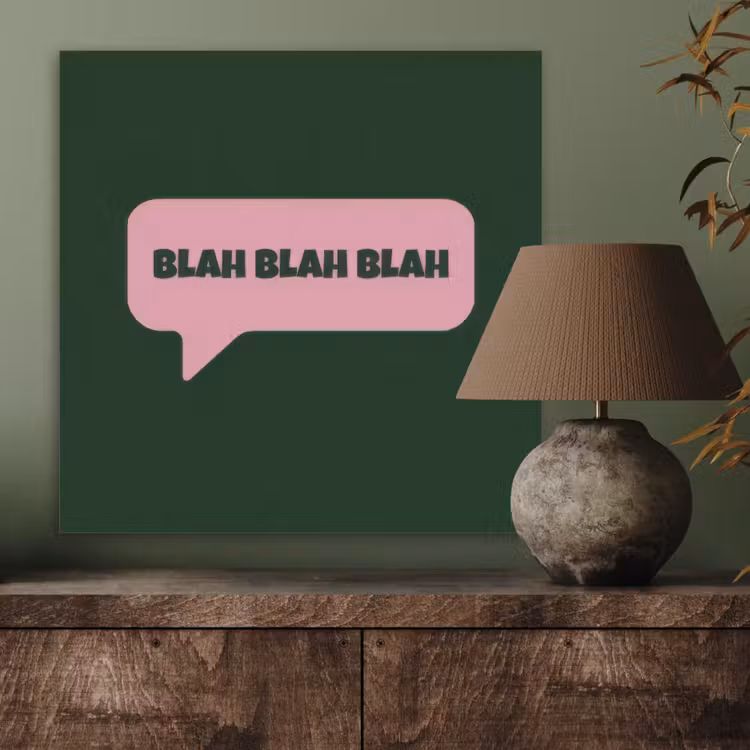 Tekstwolk - BLAH BLAH BLAH - Roze PET vilt klein -sfeer2