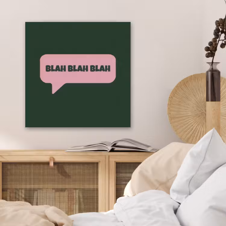 Tekstwolk - BLAH BLAH BLAH - Roze PET vilt klein -sfeer3