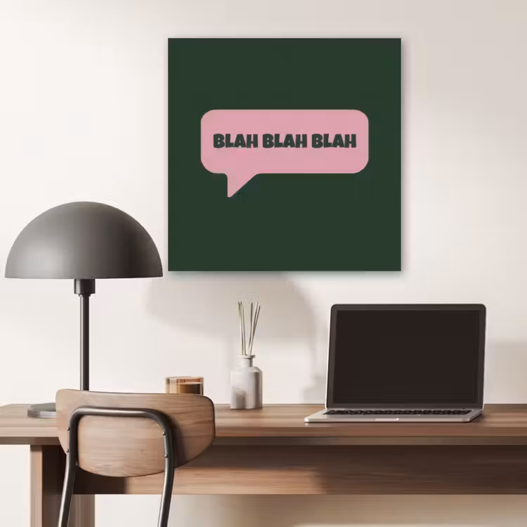 Tekstwolk - BLAH BLAH BLAH - Roze PET vilt klein -sfeer5