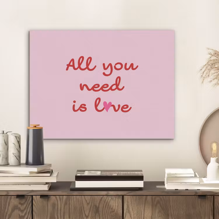 Tekst - Roze - Love - Hart PET vilt klein -sfeer1