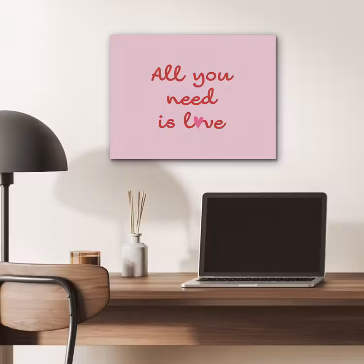 Tekst - Roze - Love - Hart PET vilt klein -sfeer5
