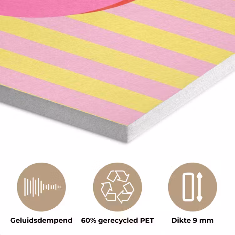 Tekst - Strepen - Roze PET vilt klein -closeup_NL