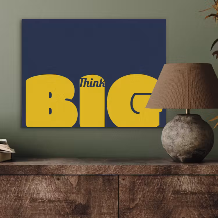 Think big - Blauw - Geel PET vilt klein -sfeer2
