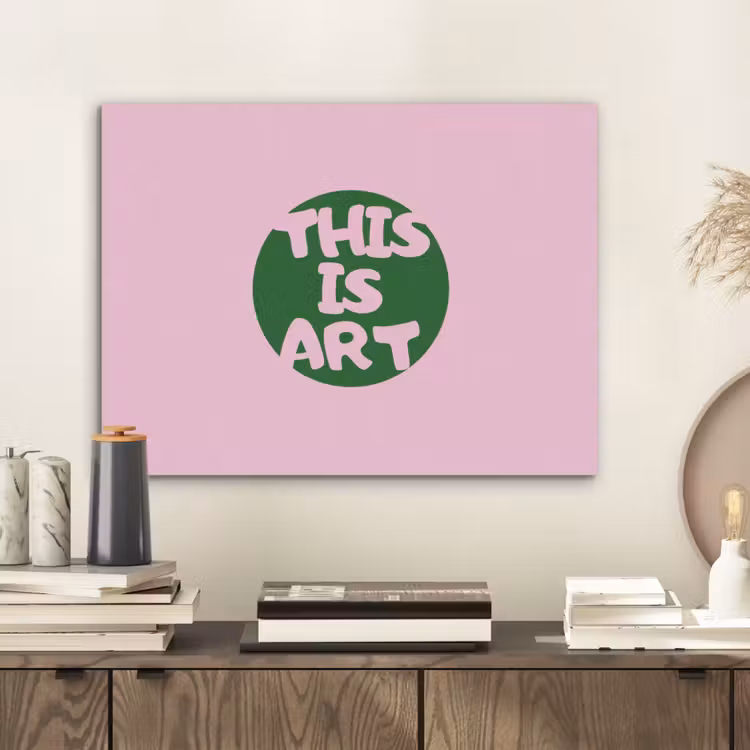 This is art - Tekst - Cirkel - Groen PET vilt klein -sfeer1