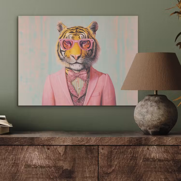 Tijger - Strik - Jasje - Roze PET vilt klein -sfeer2