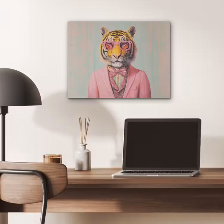 Tijger - Strik - Jasje - Roze PET vilt klein -sfeer5