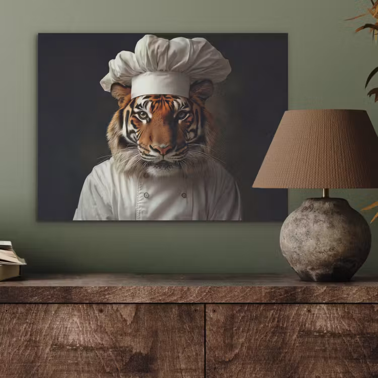 Tijger - Kokskleding - Bruin PET vilt klein -sfeer2