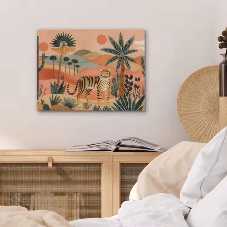 Tijger - Kleurrijk - Palmen - Cactus PET vilt klein -sfeer3
