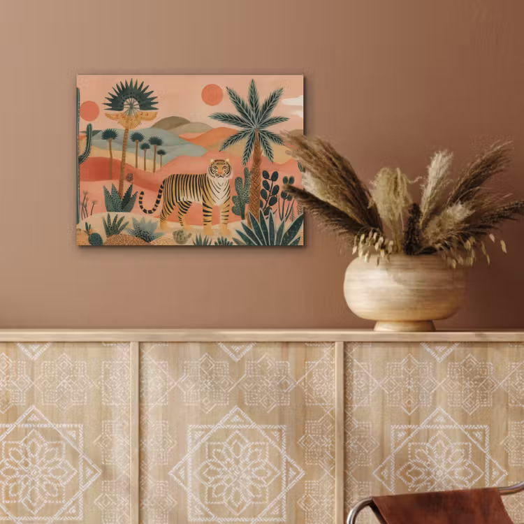 Tijger - Kleurrijk - Palmen - Cactus PET vilt klein -sfeer4
