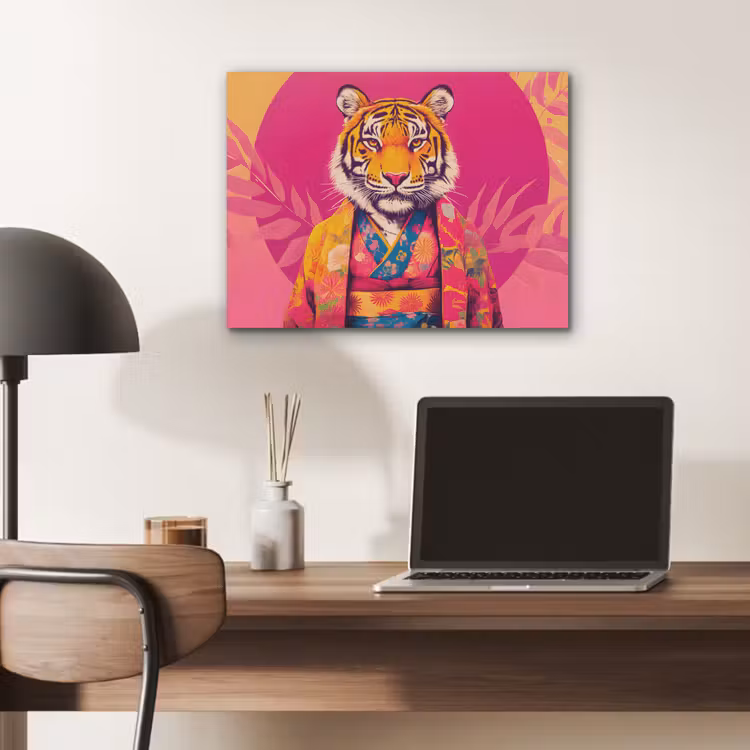 Tijger - Kimono - Planten - Roze PET vilt klein -sfeer5