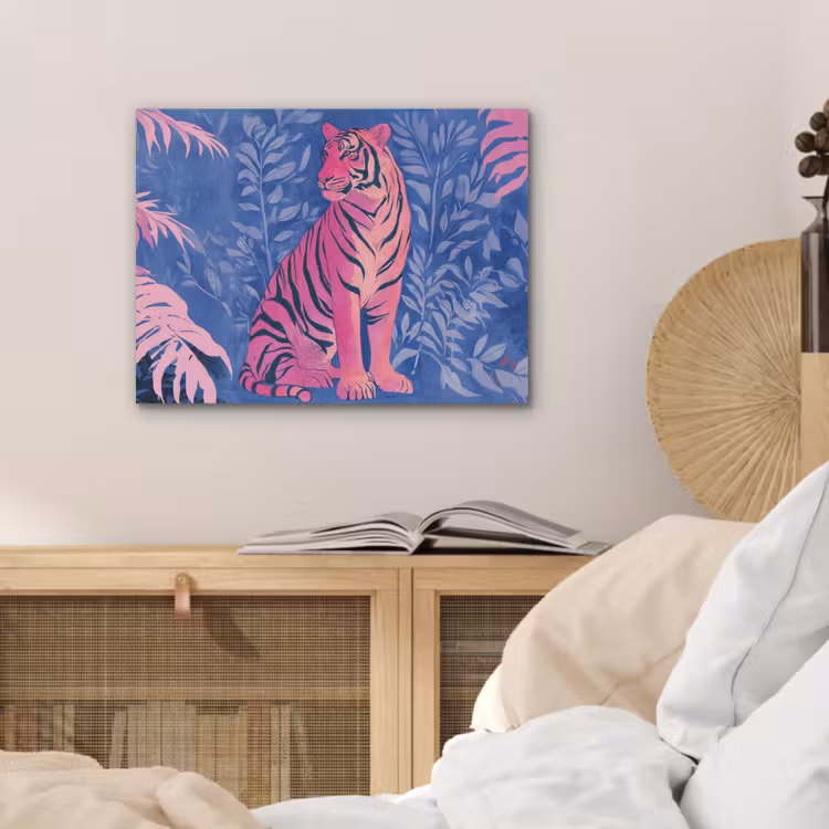 Tijger - Roze - Bladeren - Jungle PET vilt klein -sfeer3