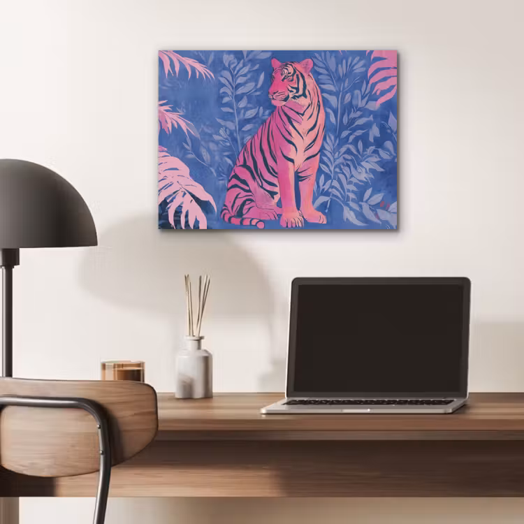 Tijger - Roze - Bladeren - Jungle PET vilt klein -sfeer5