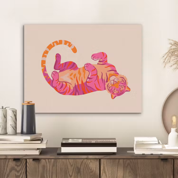 Tijger - Roze - Oranje PET vilt klein -sfeer1