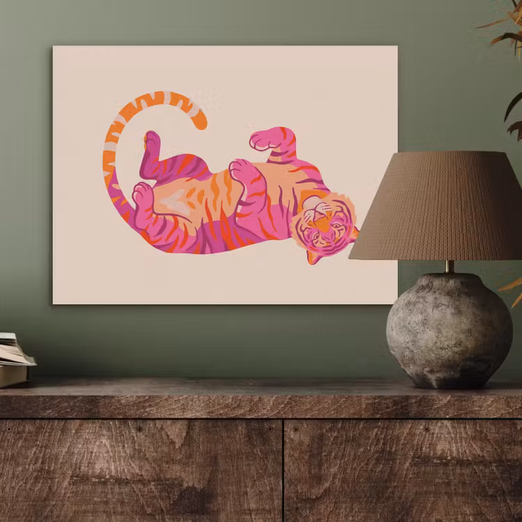 Tijger - Roze - Oranje PET vilt klein -sfeer2