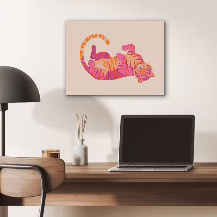 Tijger - Roze - Oranje PET vilt klein -sfeer5