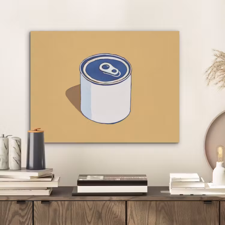 Blikje - Minimalistisch - Blauw - Illustratie PET vilt klein -sfeer1