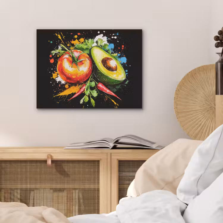 Tomaat - Avocado - Peper - Graffiti - Verf - Modern PET vilt klein -sfeer3