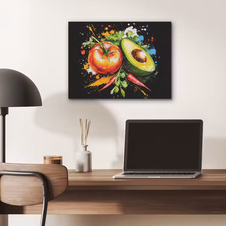 Tomaat - Avocado - Peper - Graffiti - Verf - Modern PET vilt klein -sfeer5
