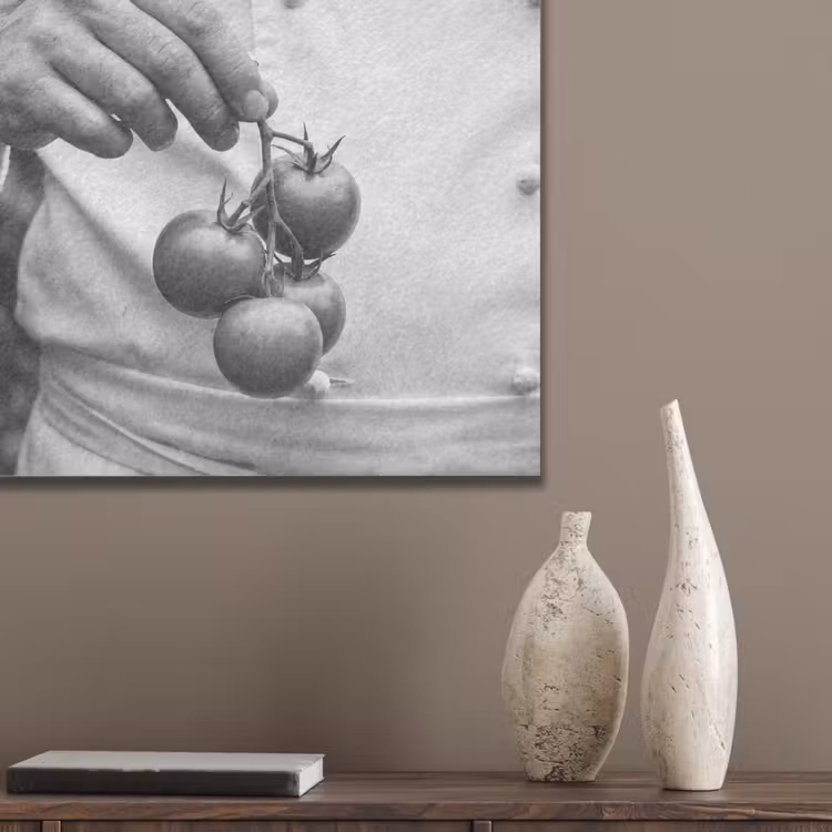Tomaten - Chef - Zwart - Wit PET vilt klein -sfeer6_closeup