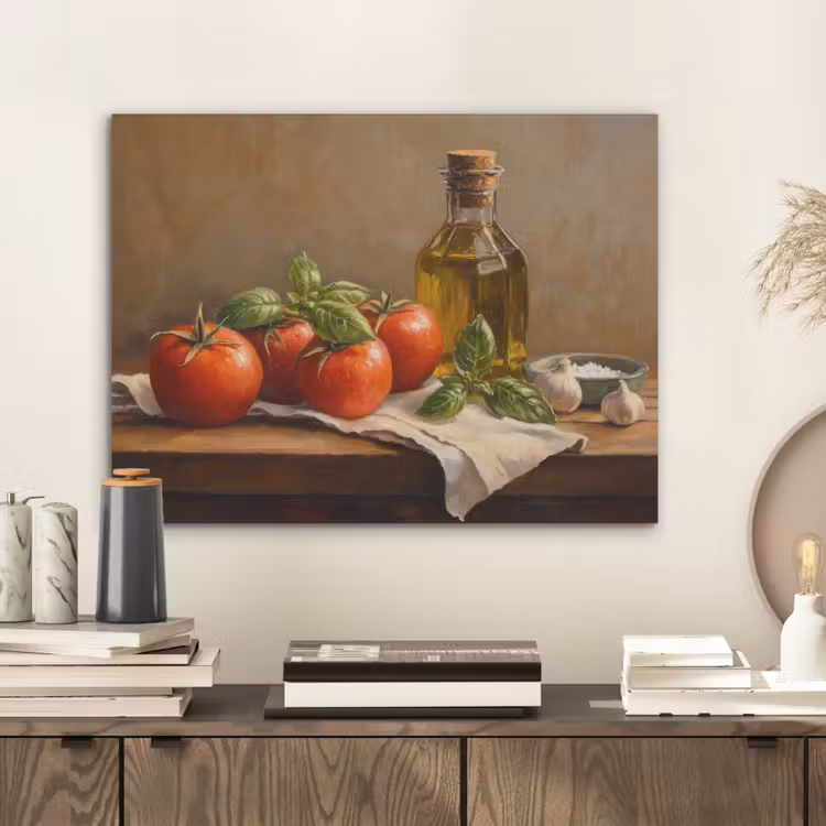 Tomaten - Olijfolie - Stilleven PET vilt klein -sfeer1