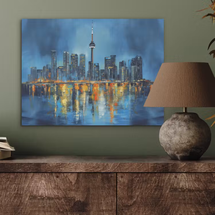 Skyline Toronto - Water - Stadslichten - Toren PET vilt klein -sfeer2