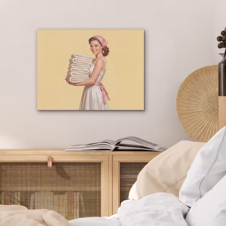 Handdoeken - Vrouw - Jurk - Roze PET vilt klein -sfeer3