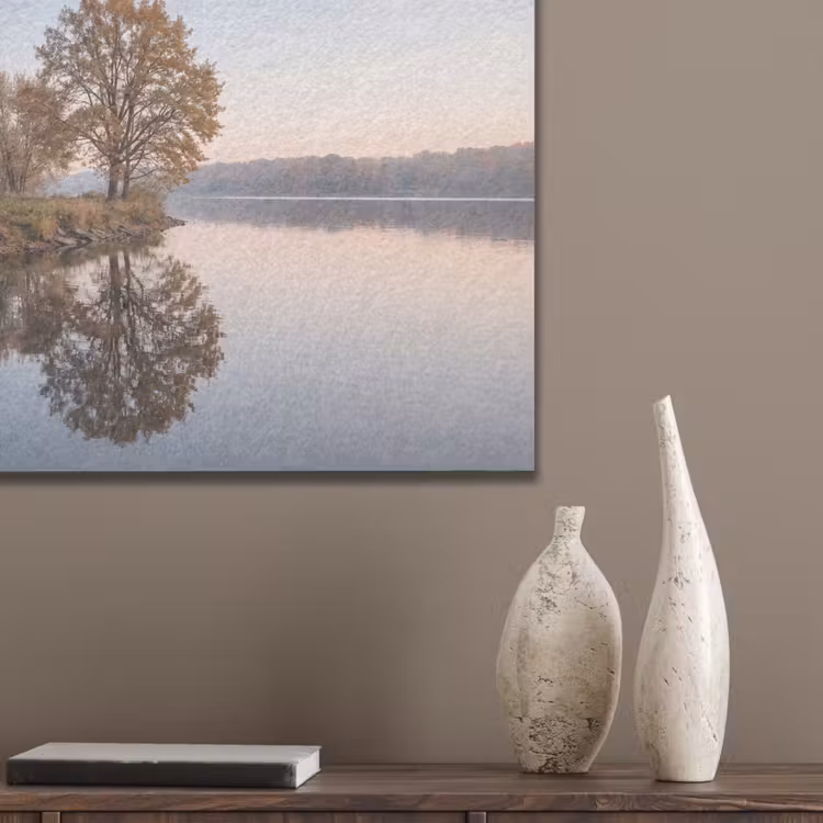 Bomen - Reflectie - Water - Zonsopgang - Serene PET vilt klein -sfeer6_closeup