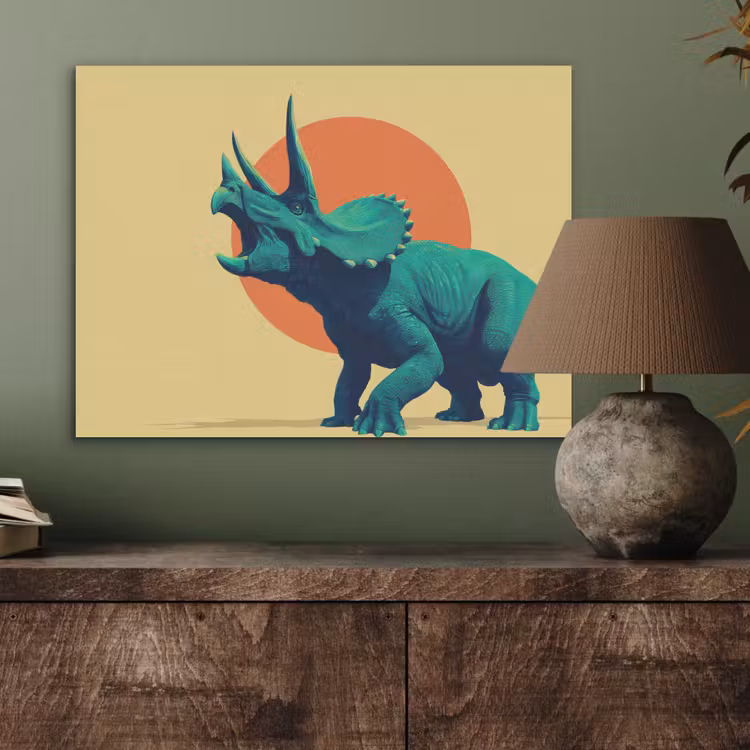 Triceratops - Cirkel - Oranje - Hoorns PET vilt klein -sfeer2