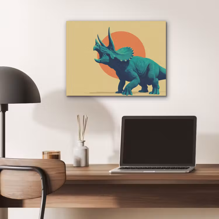 Triceratops - Cirkel - Oranje - Hoorns PET vilt klein -sfeer5