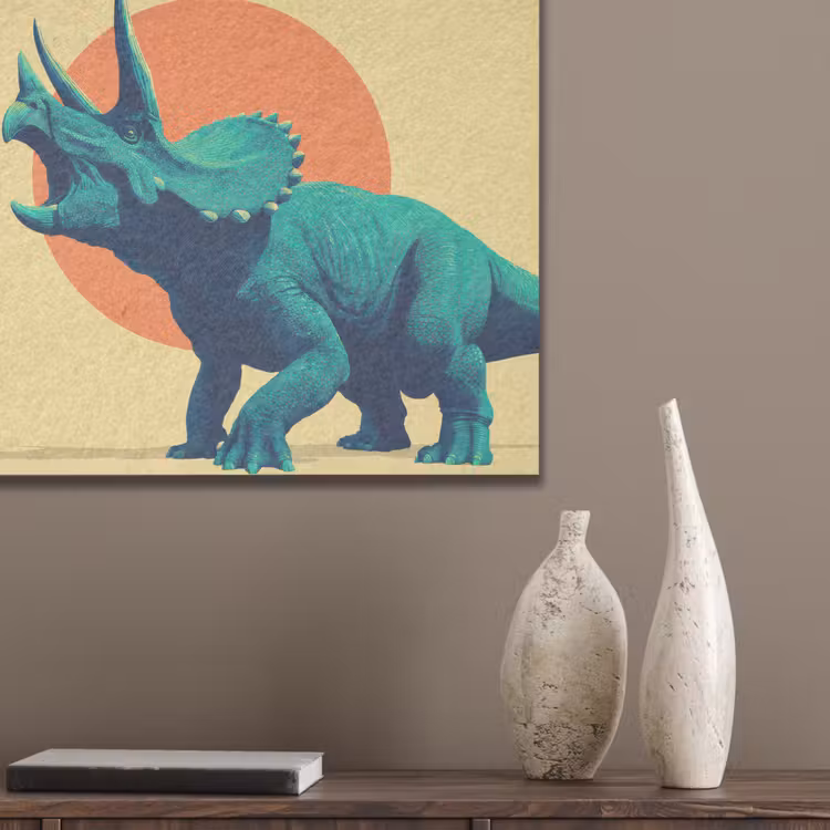 Triceratops - Cirkel - Oranje - Hoorns PET vilt klein -sfeer6_closeup