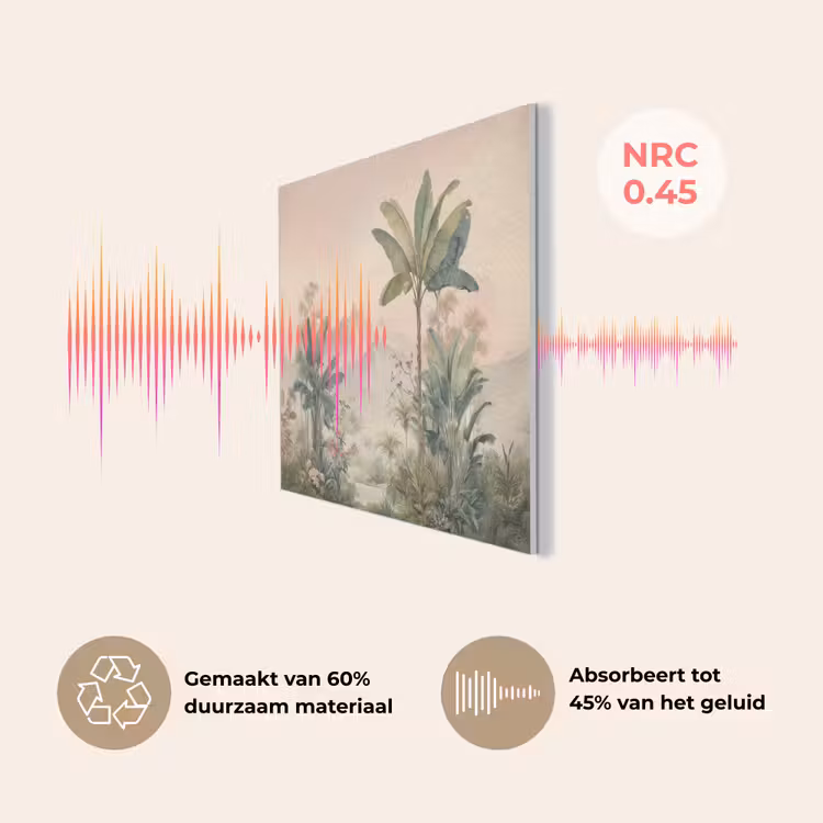 Tropisch landschap - palmbomen - Bloemen - Roze lucht PET vilt klein -USP_NL