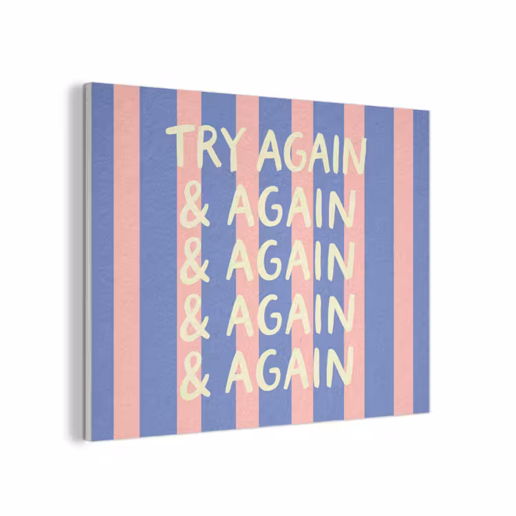 Try again - Strepen - Roze - Verticaal - Blauw PET vilt klein -3d