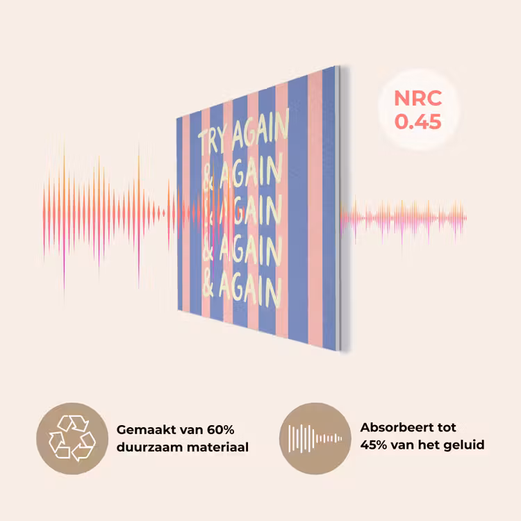 Try again - Strepen - Roze - Verticaal - Blauw PET vilt klein -USP_NL