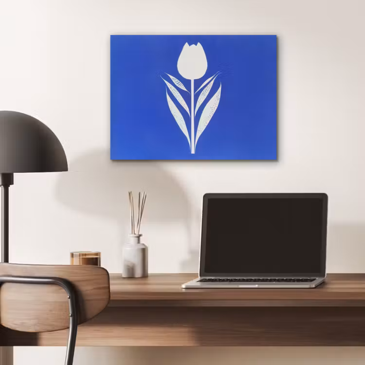 Tulp - Minimalistisch - Bladeren - Wit PET vilt klein -sfeer5
