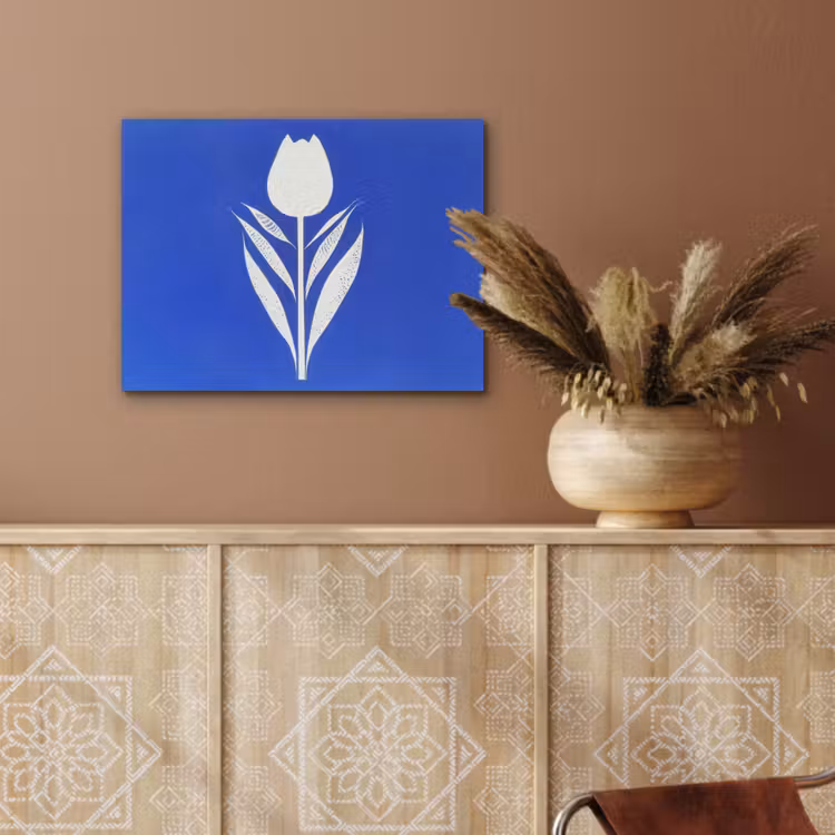 Tulp - Minimalistisch - Bladeren - Wit PET vilt klein -sfeer4