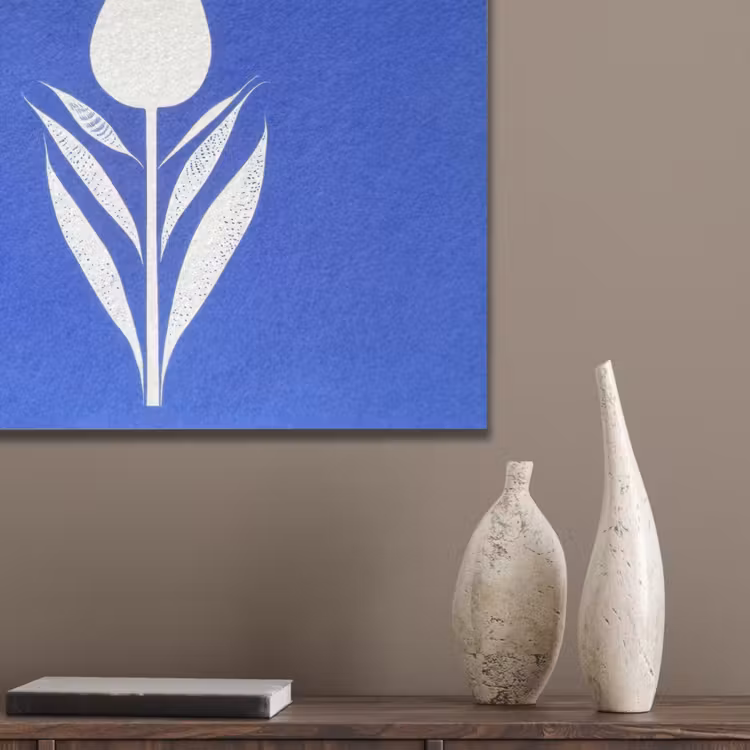 Tulp - Minimalistisch - Bladeren - Wit PET vilt klein -sfeer6_closeup