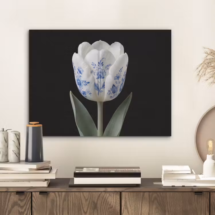 Tulp - Patroon - Blauw PET vilt klein -sfeer1