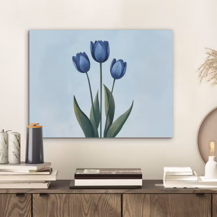 Tulpen - Blauw - Bladeren PET vilt klein -sfeer1