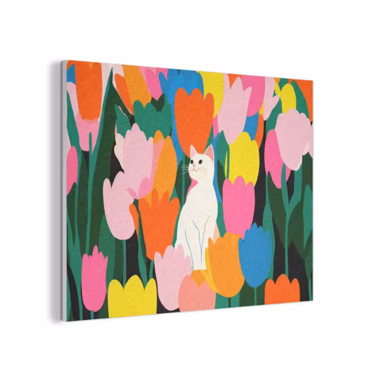 Tulpen - Kat - Kleurrijk PET vilt klein -3d