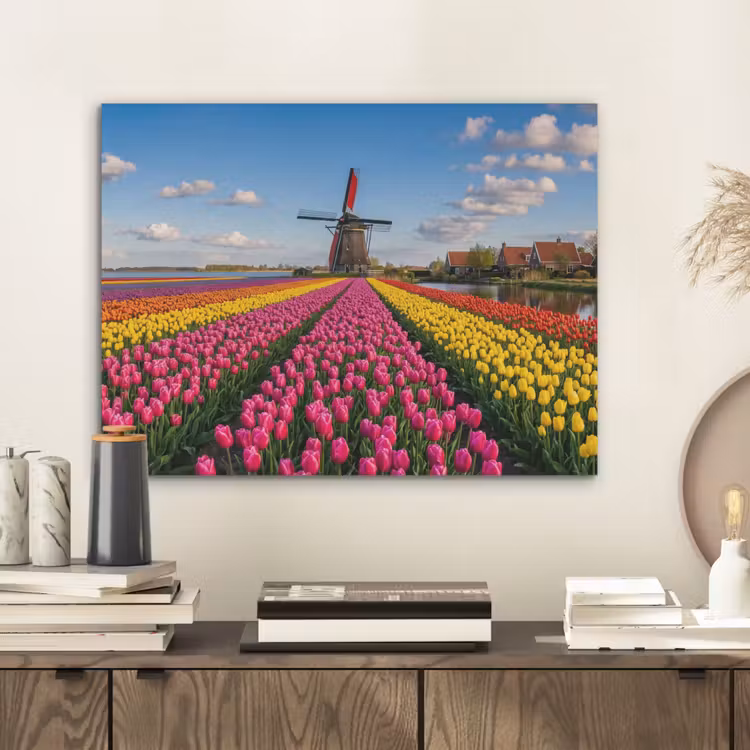 Tulpen - Holland - Molen - Kleurrijk PET vilt klein -sfeer1